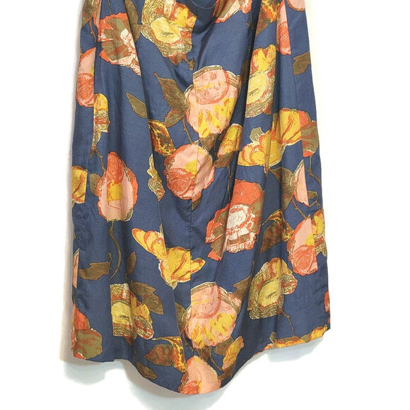 Anthropologie Maeve Floral Mini Dress Silk Blend Peony Print Blue Party Summer 4 - Picture 11 of 16